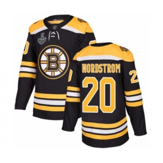 Men's Boston Bruins #20 Joakim Nordstrom Authentic Black Home 2019 Stanley Cup Final Bound Hockey Jersey - Ujersey
