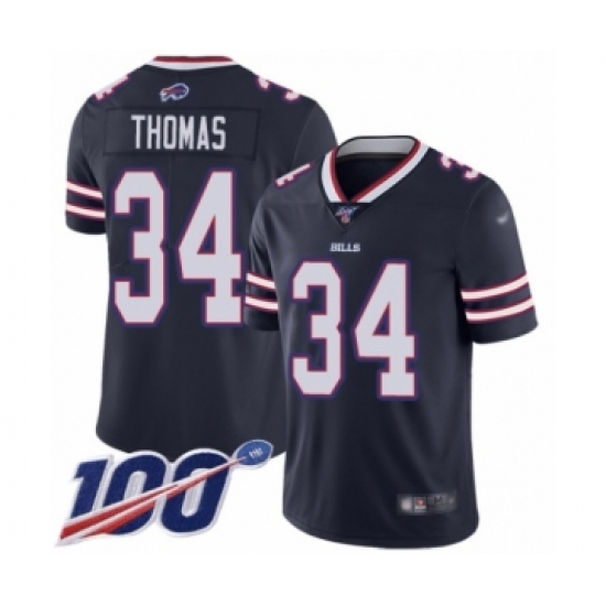 Men's Buffalo Bills #34 Thurman Thomas Limited Navy Blue Inverted Legend 100th Season Football Jersey - Ujersey