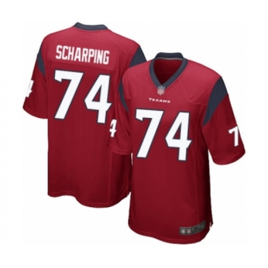 Men's Houston Texans #74 Max Scharping Game Red Alternate Football Jersey - Ujersey