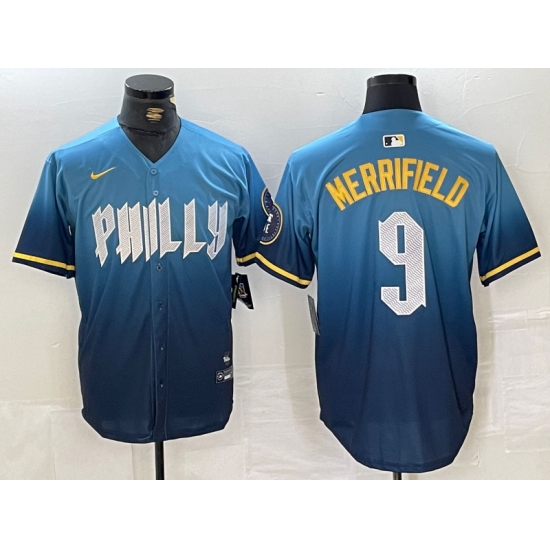 Men's Philadelphia Phillies #9 Whit Merrifield Blue 2024 City Connect Limited Stitched Jersey