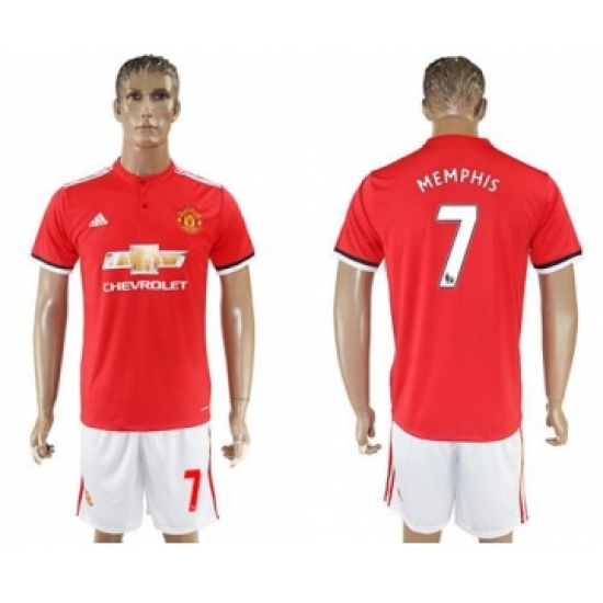 Manchester United #7 Memphis Red Home Soccer Club Jersey