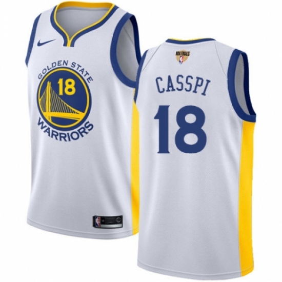 Men's Nike Golden State Warriors #18 Omri Casspi Swingman White Home 2018 NBA Finals Bound NBA Jersey - Association Edition - Ujersey