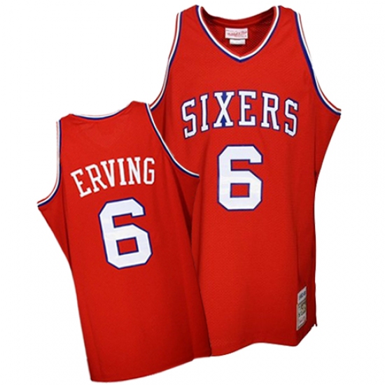 Men's Mitchell and Ness Philadelphia 76ers #6 Julius Erving Authentic Red Throwback NBA Jersey - Ujersey