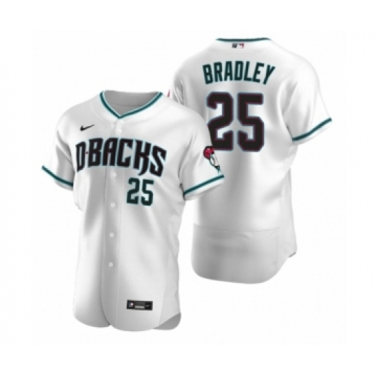 Men's Arizona Diamondbacks #25 Archie Bradley Nike White Teal Authentic 2020 Alternate Jersey - Ujersey