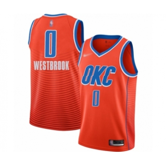 Youth Oklahoma City Thunder #0 Russell Westbrook Swingman Orange Finished Basketball Jersey - Statement Edition - Ujersey