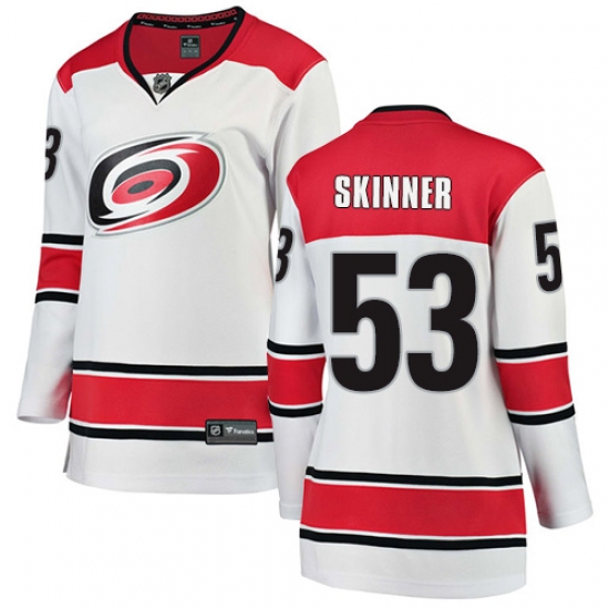 Women's Carolina Hurricanes #53 Jeff Skinner Authentic White Away Fanatics Branded Breakaway NHL Jersey - Ujersey