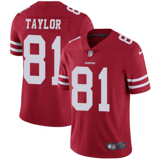 Youth Nike San Francisco 49ers #81 Trent Taylor Red Team Color Vapor Untouchable Limited Player NFL Jersey - Ujersey