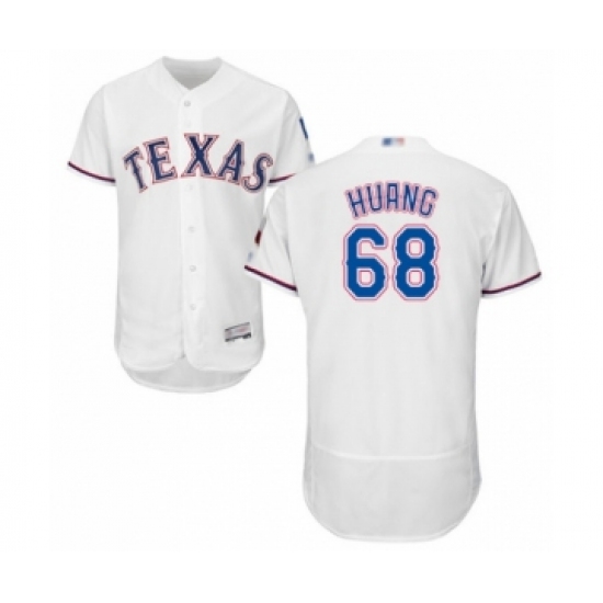 Men's Texas Rangers #68 Wei-Chieh Huang White Home Flex Base Authentic Collection Baseball Player Jersey - Ujersey