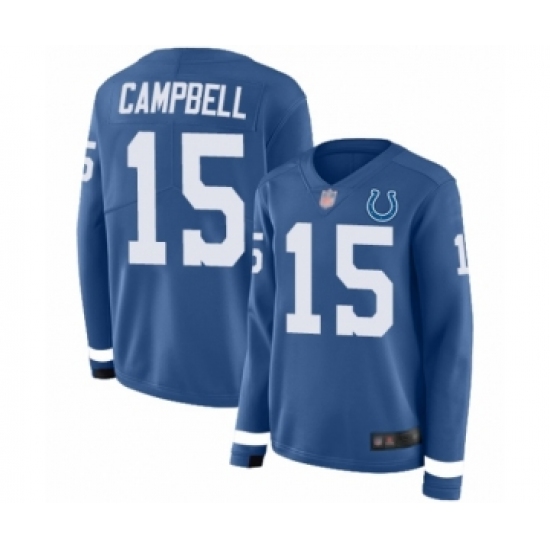 Women's Indianapolis Colts #15 Parris Campbell Limited Blue Therma Long Sleeve Football Jersey - Ujersey