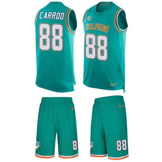 Men's Nike Miami Dolphins #88 Leonte Carroo Limited Aqua Green Tank Top Suit NFL Jersey - Ujersey