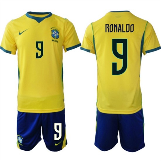 Men's Brazil national football team #9 Ronaldo Yellow 2026 Soccer Jersey Suit