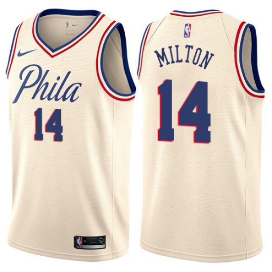 Women's Nike Philadelphia 76ers #14 Shake Milton Swingman Cream NBA Jersey - City Edition - Ujersey