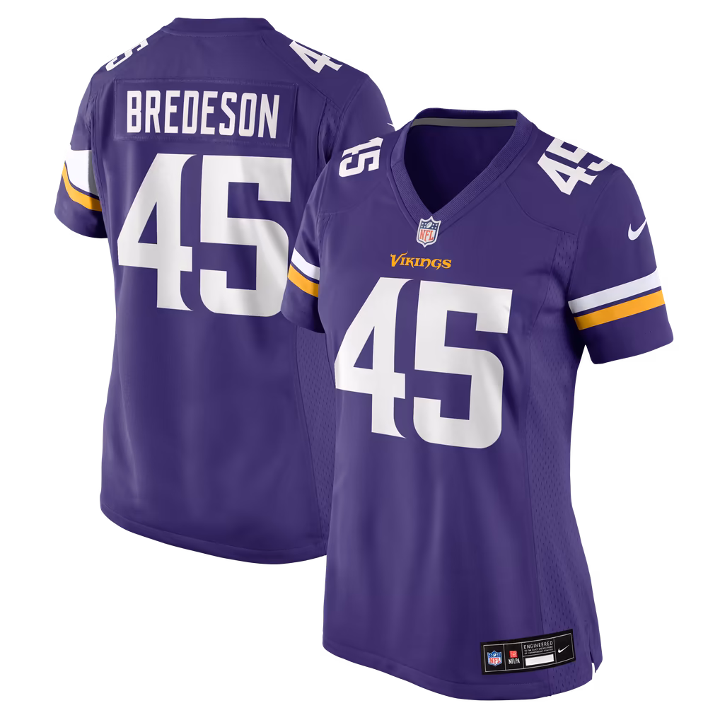 Women's Minnesota Vikings Max Bredeson Nike Purple Team Game Jersey - U-jersey