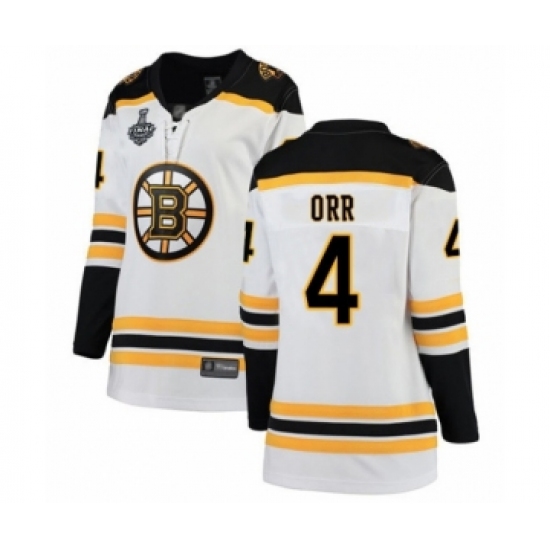 Women's Boston Bruins #4 Bobby Orr Authentic White Away Fanatics Branded Breakaway 2019 Stanley Cup Final Bound Hockey Jersey - Ujersey