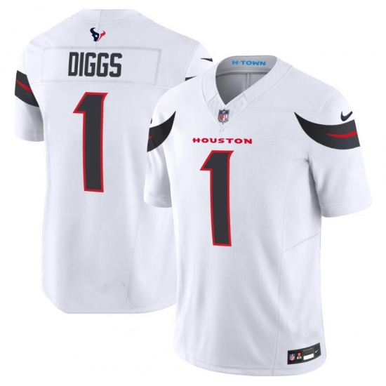 Men's Houston Texans #1 Stefon Diggs White 2024 Vapor F.U.S.E. Limited Football Stitched Jersey - Ujersey