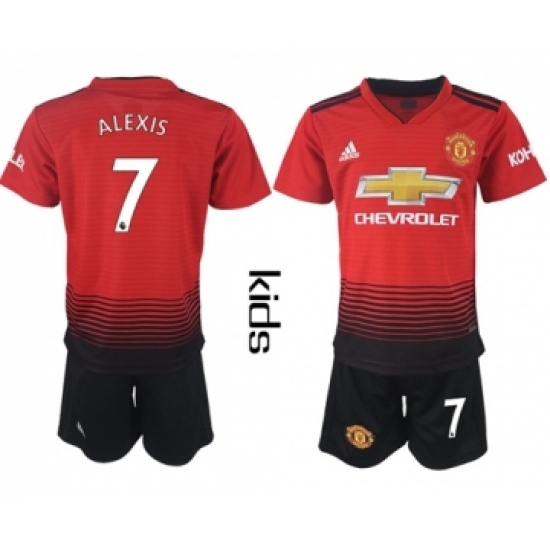 Manchester United #7 Alexis Home Kid Soccer Club Jersey Jersey