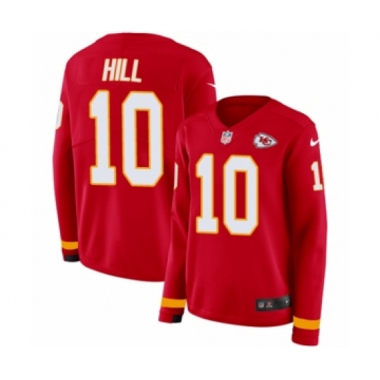 Women's Nike Kansas City Chiefs #10 Tyreek Hill Limited Red Therma Long Sleeve NFL Jersey - Ujersey