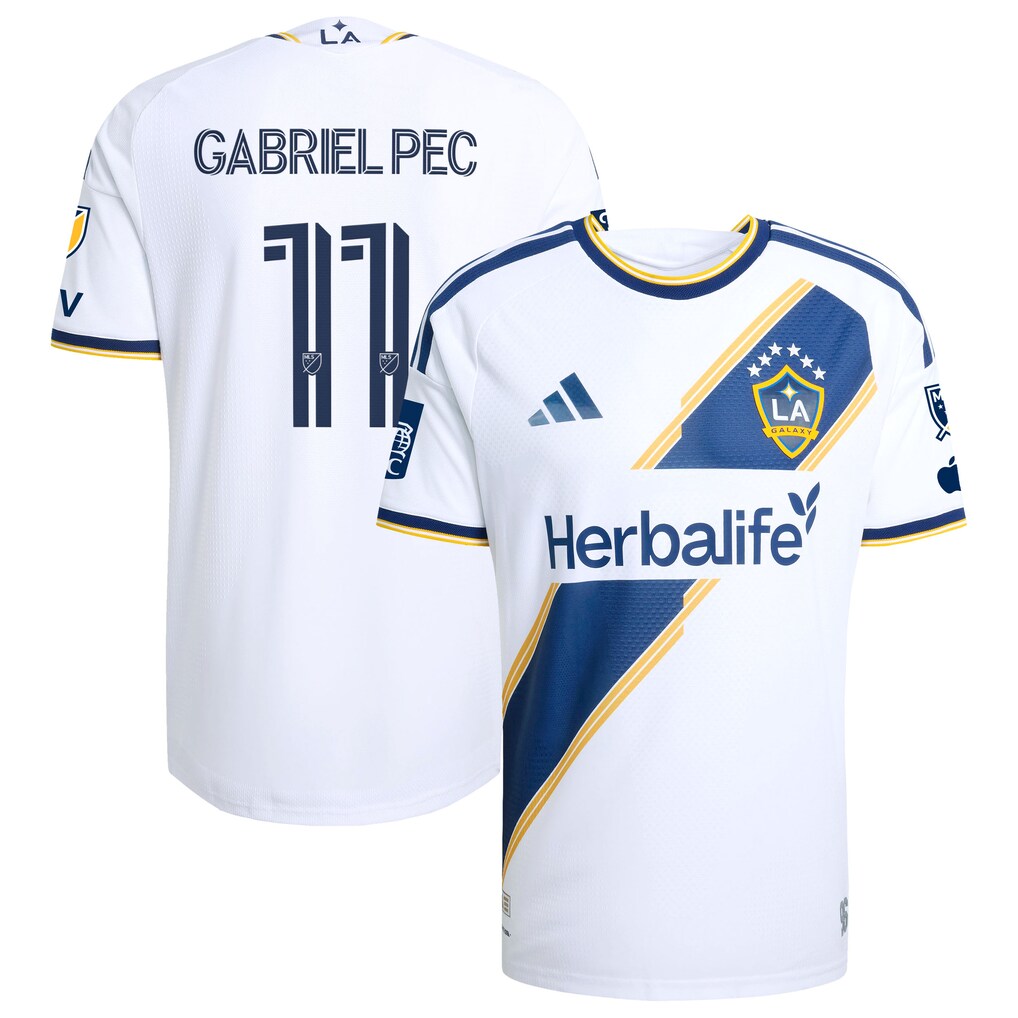 Men's LA Galaxy Gabriel Pec adidas White 2026 The VeloCITY Kit On-Field Authentic Patch Jersey - Ujersey