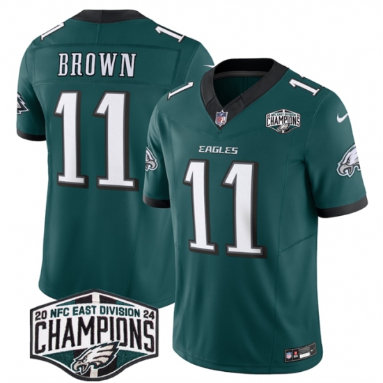 Men's Philadelphia Eagles #11 A.J. Brown Green 2024 New NFC East Champions F.U.S.E. Vapor Untouchable Limited Stitched Football Jersey - Ujersey
