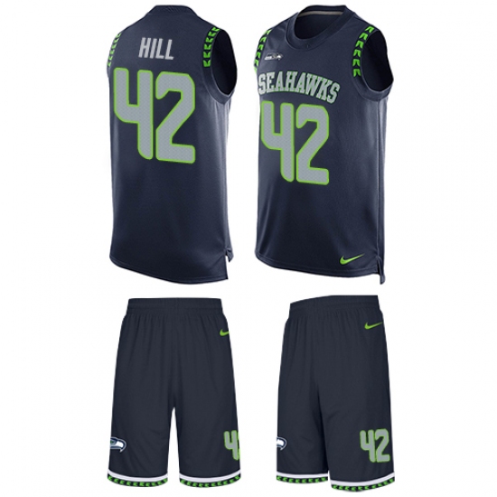 Men's Nike Seattle Seahawks #42 Delano Hill Limited Steel Blue Tank Top Suit NFL Jersey - Ujersey