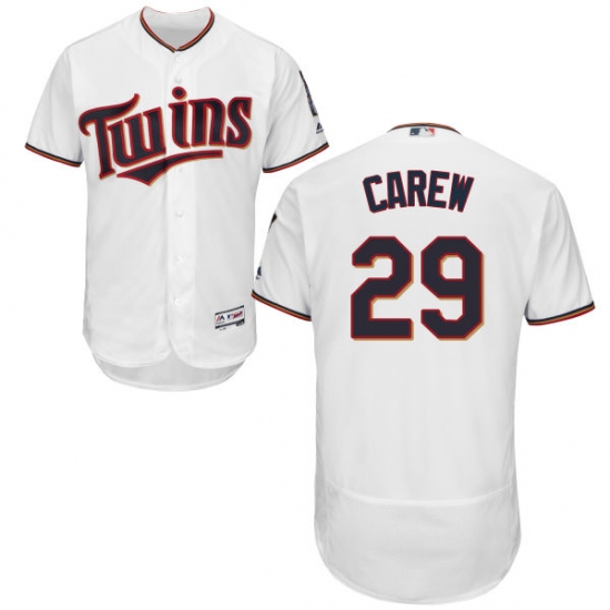 Men's Majestic Minnesota Twins #29 Rod Carew White Home Flex Base Authentic Collection MLB Jersey - Ujersey