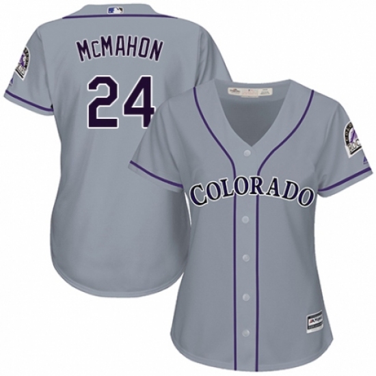 Women's Majestic Colorado Rockies #24 Ryan McMahon Replica Grey Road Cool Base MLB Jersey - Ujersey