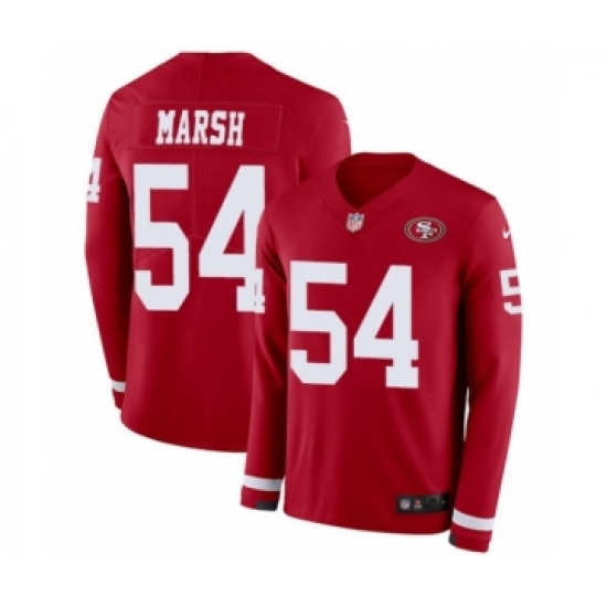 Men's Nike San Francisco 49ers #54 Cassius Marsh Limited Red Therma Long Sleeve NFL Jersey - Ujersey