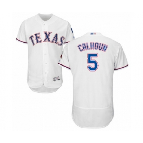 Men's Texas Rangers #5 Willie Calhoun White Home Flex Base Authentic Collection Baseball Player Jersey - Ujersey