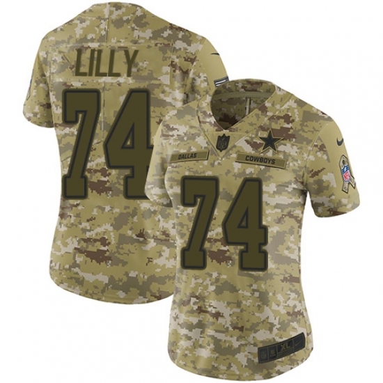 Women's Nike Dallas Cowboys #74 Bob Lilly Limited Camo 2018 Salute to Service NFL Jersey - Ujersey