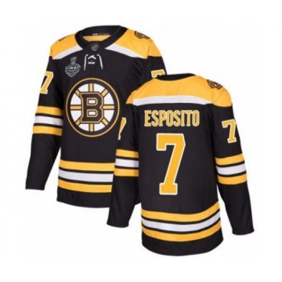 Men's Boston Bruins #7 Phil Esposito Authentic Black Home 2019 Stanley Cup Final Bound Hockey Jersey - Ujersey