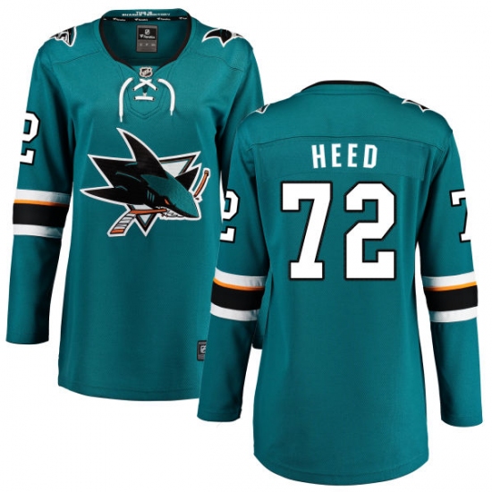 Women's San Jose Sharks #72 Tim Heed Fanatics Branded Teal Green Home Breakaway NHL Jersey - Ujersey