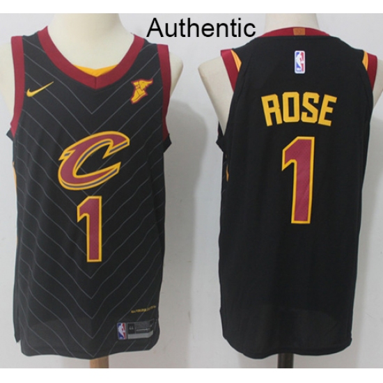 Men's Nike Cleveland Cavaliers #1 Derrick Rose Black NBA Authentic Statement Edition Jersey - Ujersey