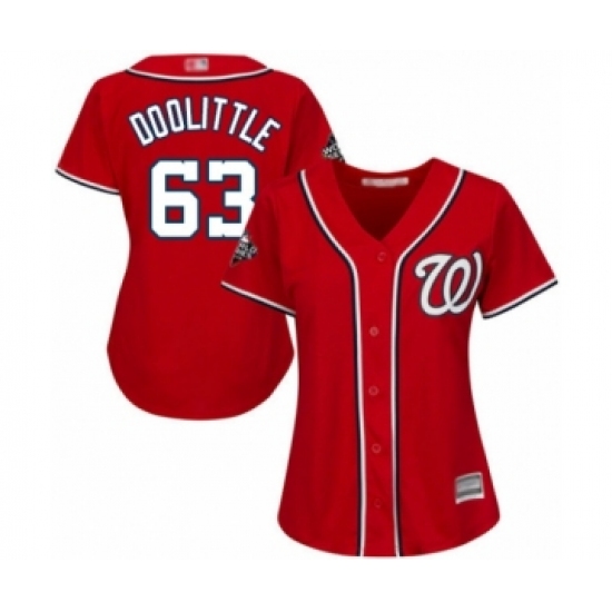 Women's Washington Nationals #63 Sean Doolittle Authentic Red Alternate 1 Cool Base 2019 World Series Bound Baseball Jersey