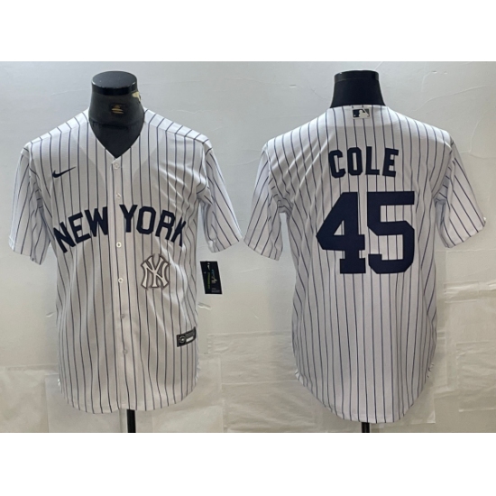 Men's New York Yankees #45 Gerrit Cole White 2024 Cool Base Stitched Jersey - Ujersey
