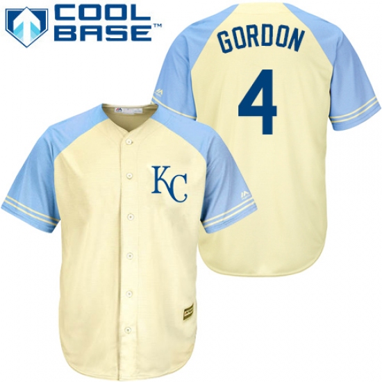 Men's Majestic Kansas City Royals #4 Alex Gordon Authentic Cream Exclusive Vintage Cool Base MLB Jersey - Ujersey