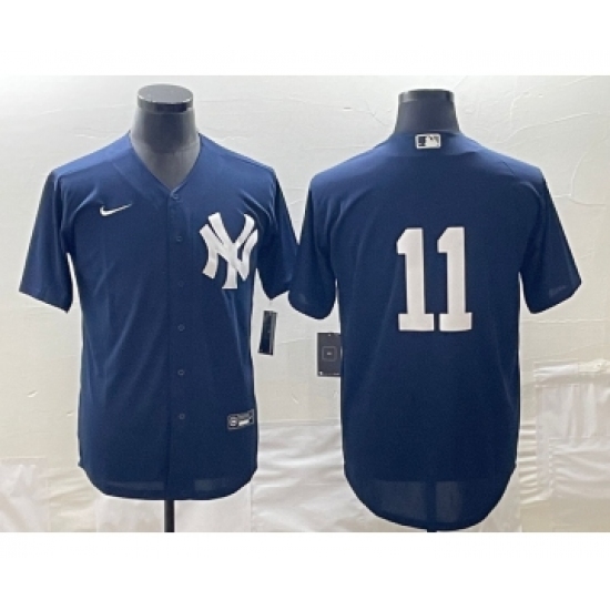 Men's New York Yankees #11 Anthony Volpe No Name Navy Blue Stitched Cool Base Nike Jersey - Ujersey