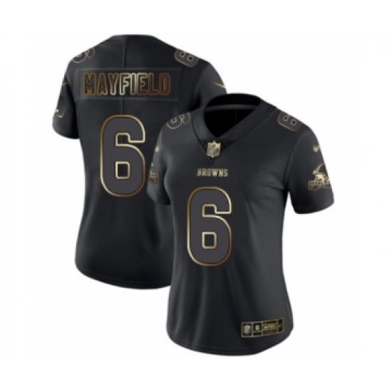 Women's Cleveland Browns #6 Baker Mayfield Black Gold Vapor Untouchable Limited Football Jersey - Ujersey