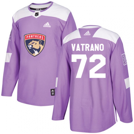 Youth Adidas Florida Panthers #72 Frank Vatrano Authentic Purple Fights Cancer Practice NHL Jersey - Ujersey