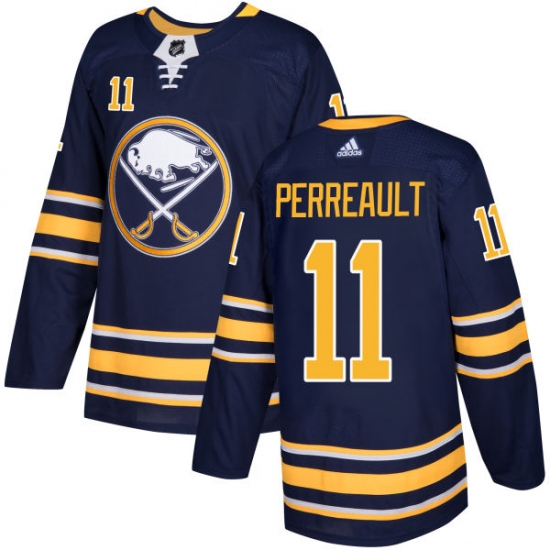 Men's Adidas Buffalo Sabres #11 Gilbert Perreault Authentic Navy Blue Home NHL Jersey - Ujersey
