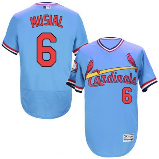 Men's Majestic St. Louis Cardinals #6 Stan Musial Light Blue Flexbase Authentic Collection Cooperstown MLB Jersey - Ujersey