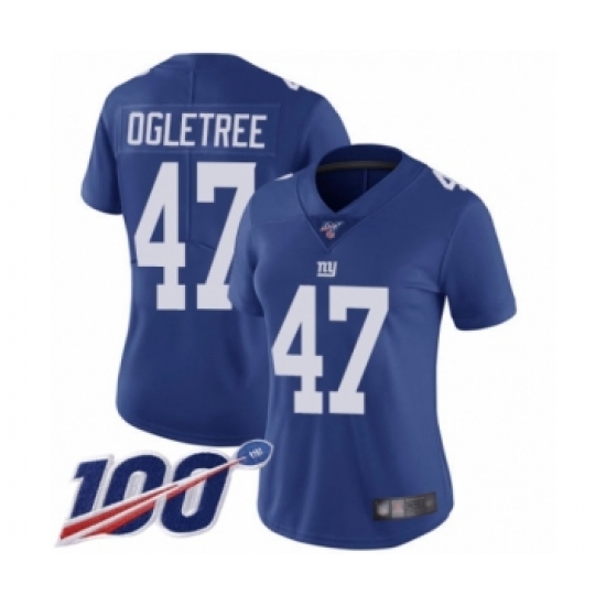 Women's New York Giants #47 Alec Ogletree Royal Blue Team Color Vapor Untouchable Limited Player 100th Season Football Jersey - Ujersey