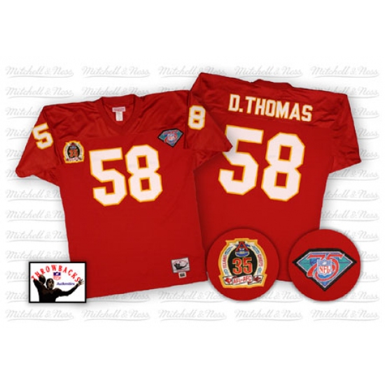 Mitchell And Ness Kansas City Chiefs #58 Derrick Thomas Red Authentic Throwback NFL Jersey - Ujersey