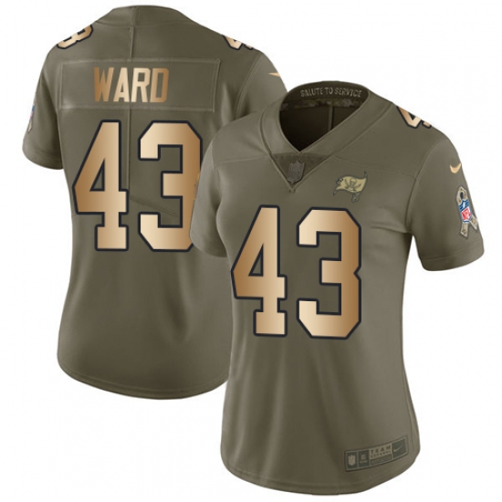 Women's Nike Tampa Bay Buccaneers #43 T.J. Ward Limited Olive/Gold 2017 Salute to Service NFL Jersey - Ujersey
