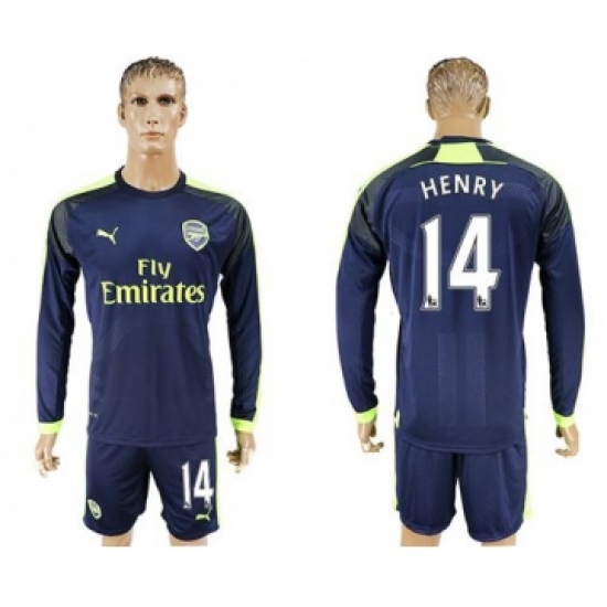 Arsenal #14 Henry Sec Away Long Sleeves Soccer Club Jersey