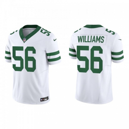 Men's Nike New York Jets #56 Quincy Williams White 2023 F.U.S.E. Vapor Limited Throwback Stitched Football Jersey - Ujersey