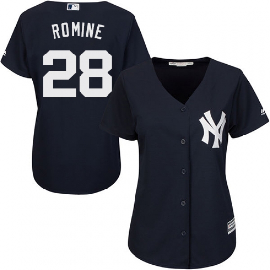 Women's Majestic New York Yankees #28 Austin Romine Authentic Navy Blue Alternate MLB Jersey - Ujersey