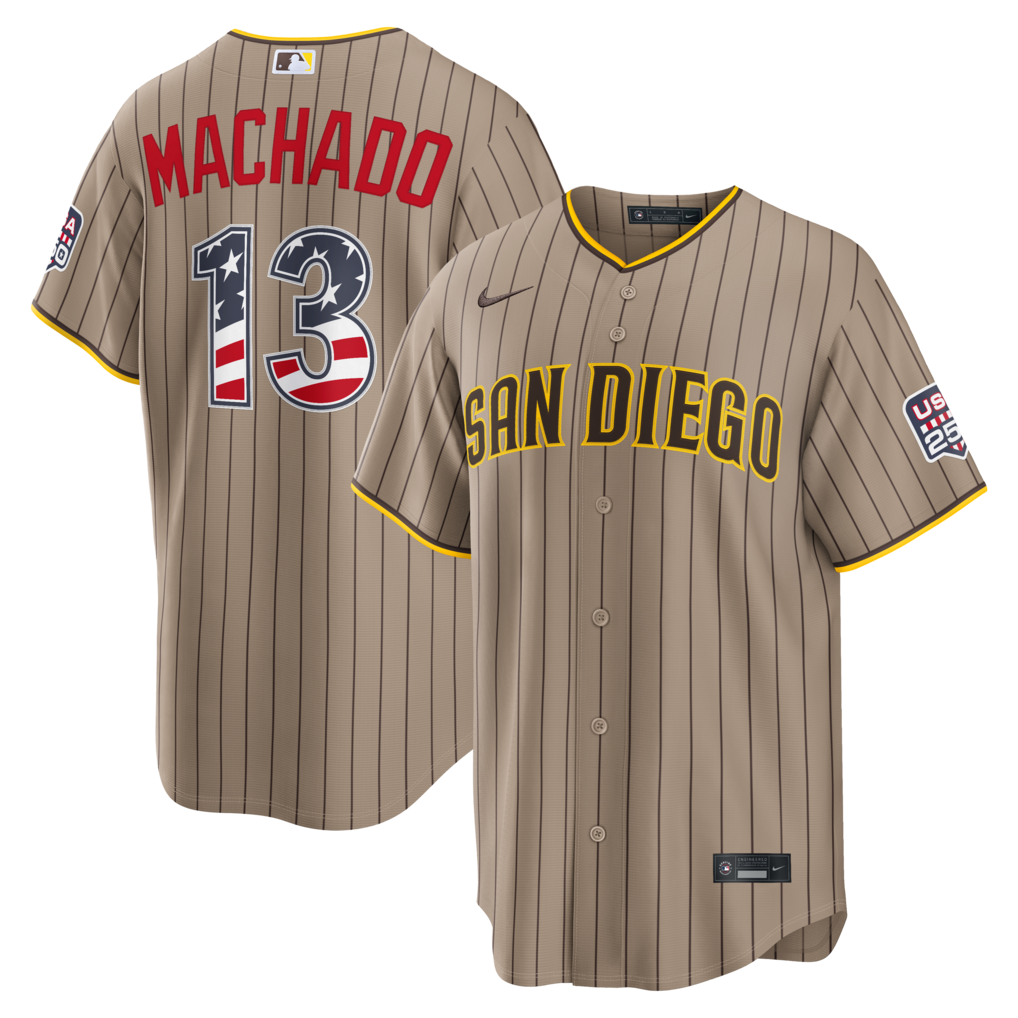 Men's San Diego Padres Manny Machado Nike Sand USA 250 Fourth of July Alternate Stadium Jersey - Ujersey