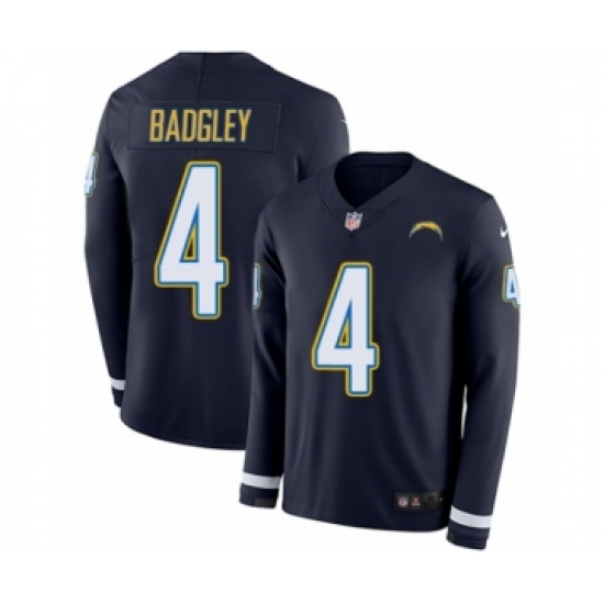 Men's Nike Los Angeles Chargers #4 Michael Badgley Limited Navy Blue Therma Long Sleeve NFL Jersey - Ujersey