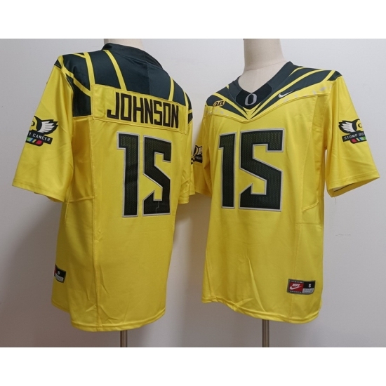 Men's Oregon Ducks #15 Tez Johnson Yellow Stitched NCAA Football Jersey