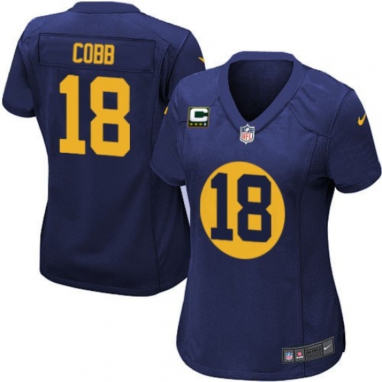 Women's Nike Green Bay Packers #18 Randall Cobb Elite Navy Blue Alternate C Patch NFL Jersey - Ujersey